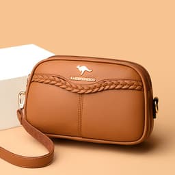 image-Women's 2022 Messenger PU Shoulder Bag - Blue with Compartments