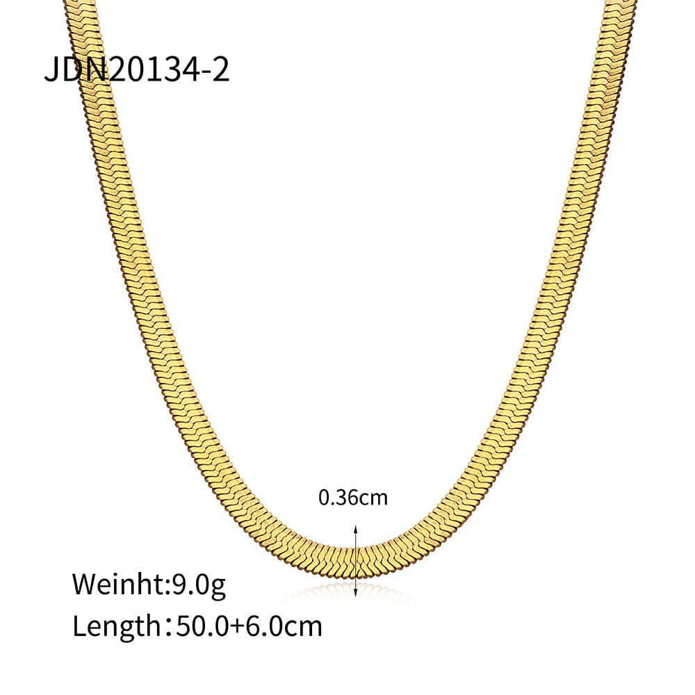 image-Stainless Steel Snake Bone Chain Necklace - Gold