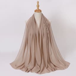 image-Weicai Chiffon Hijab Scarf - Gray Coffee 175x70cm