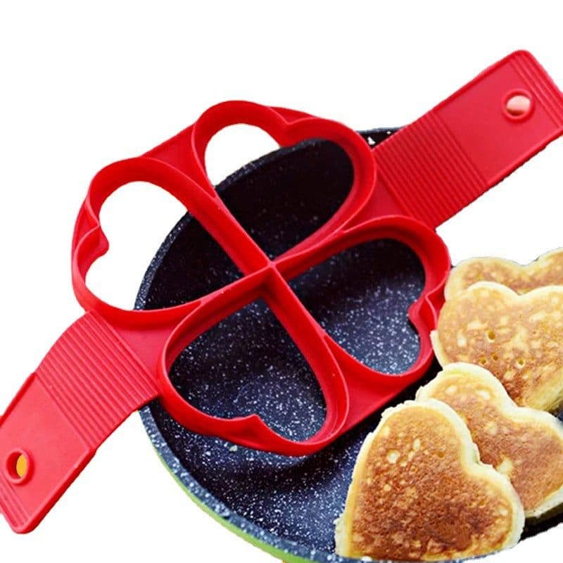 image-Silicone Omelette Maker - Multi-Functional 7-Hole Heart Shape Pancake Maker
