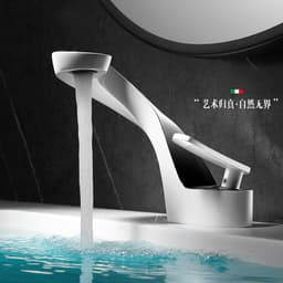 image-Copper Basin Faucet Hot Cold Mix White