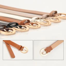 image-Apricot PU Belt Women 2-4cm Buckle