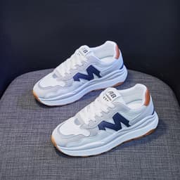 image-Women's Platform Sneakers - White Mesh Breathable Casual Shoes