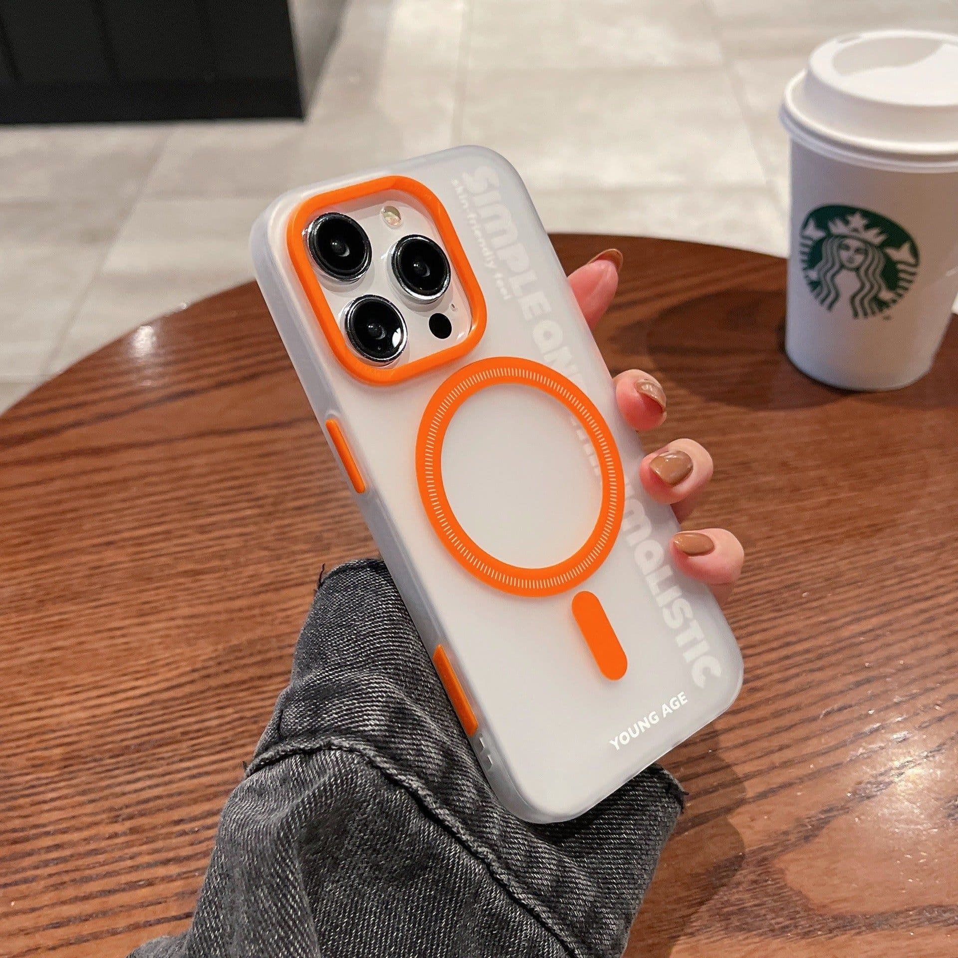 image-iPhone 15 Pro Magnetic Case Frosted - Shockproof Orange