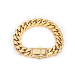 image-Stainless Steel Cuban Chain Bracelet - Gold 12mm Zircon