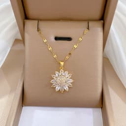 image-Titanium Steel Sunflower Necklace Women