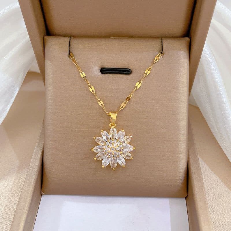 image-Titanium Steel Sunflower Necklace Women