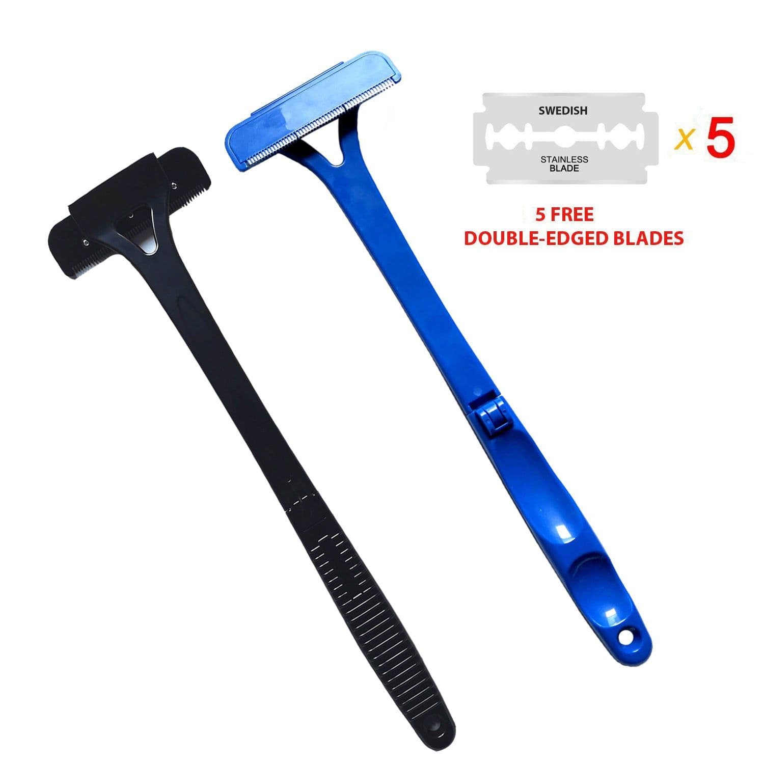 image-Manual Back Shaver with Replaceable Blades - Blue