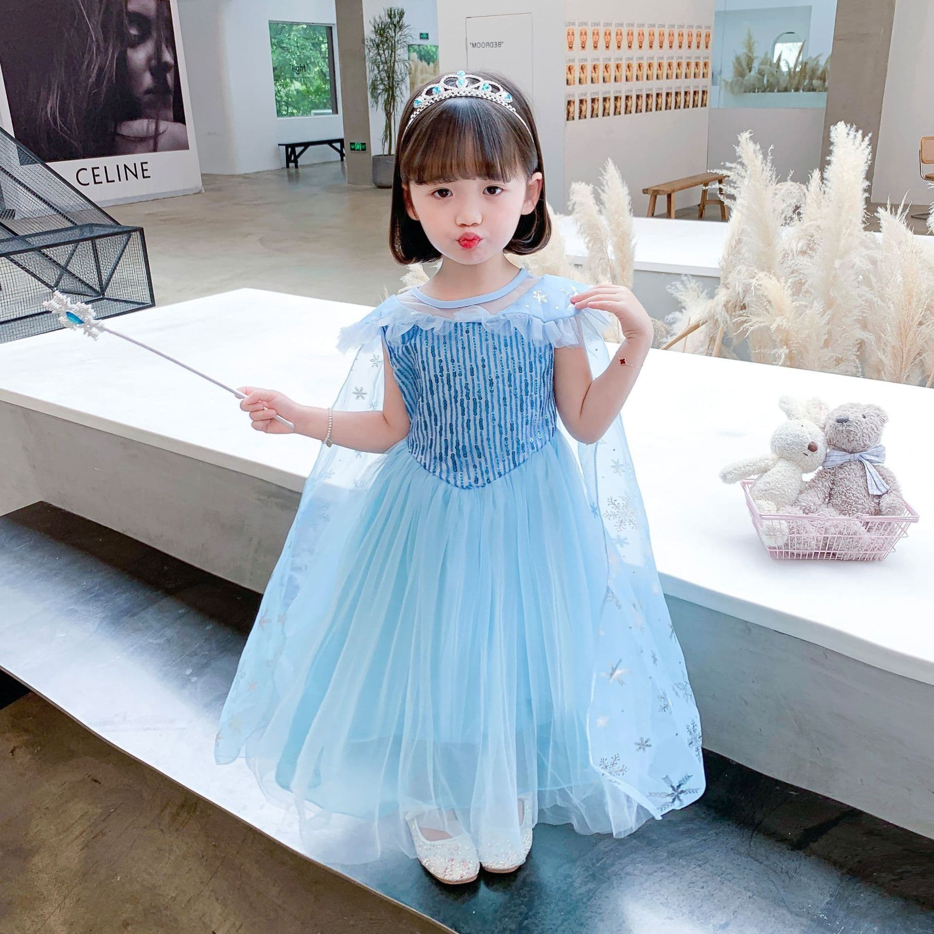image-Frozen Elsa Princess Dress Girls Halloween Costume