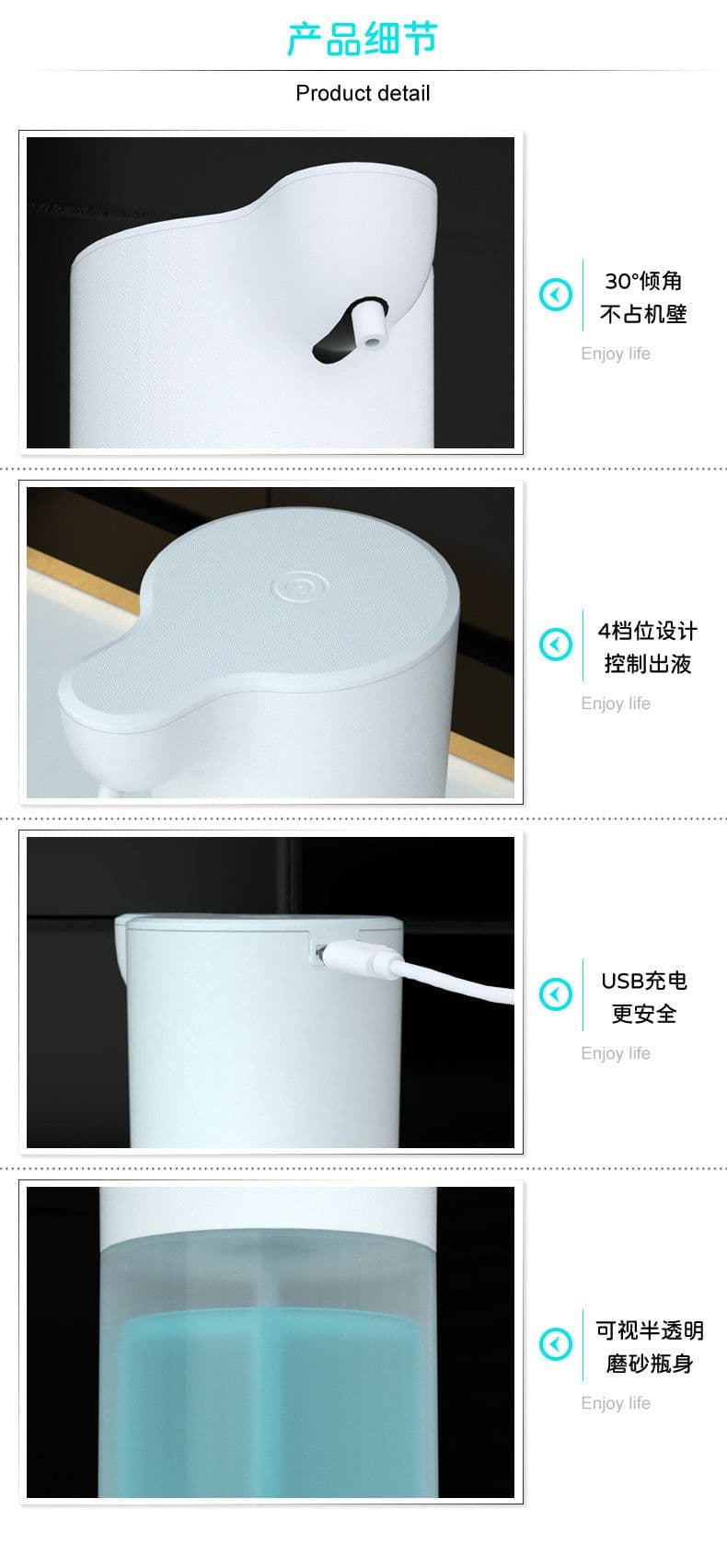 image-Smart Induction Soap Dispenser 650ml White USB