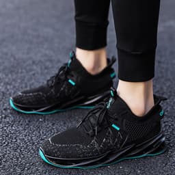 image-Men's Casual Running Shoes - Black Red Low Cut