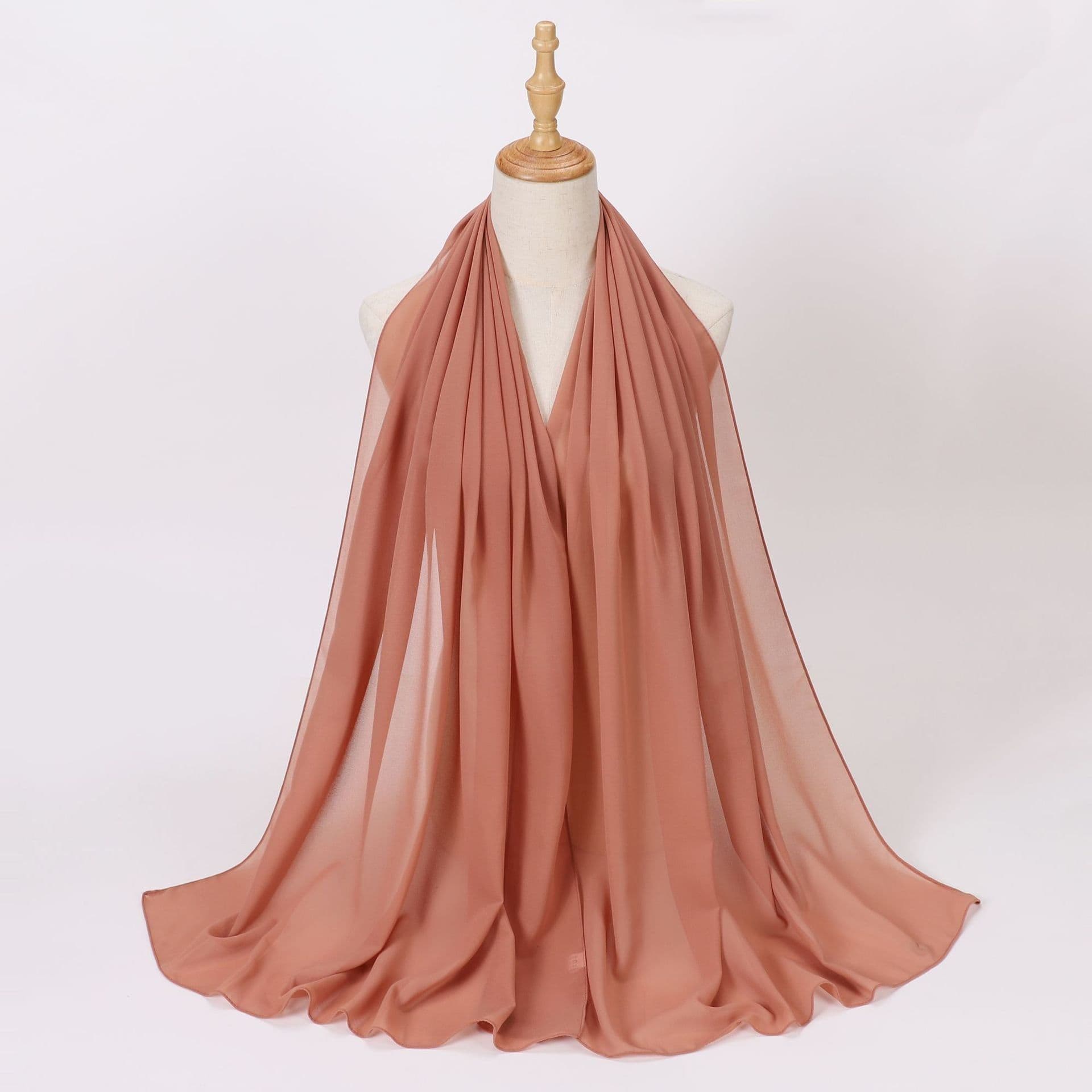 image-Weicai Chiffon Hijab Scarf - Gray Coffee 175x70cm