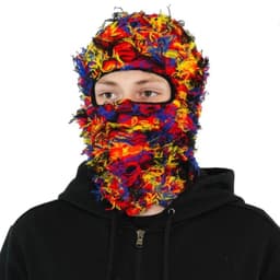 image-Camouflage Knitted Balaclava Hat - Polyester Coffee