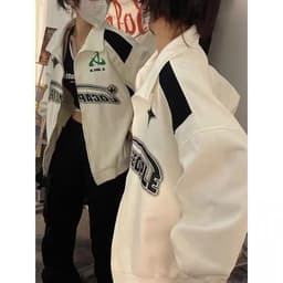 image-White Polyester Sweater Women's Loose Stand Collar