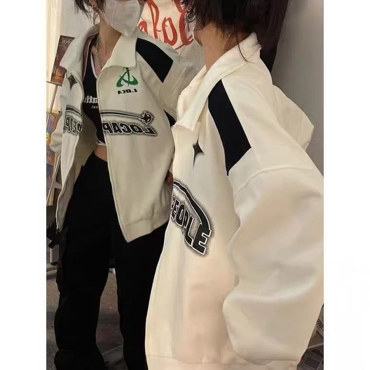 image-White Polyester Sweater Women's Loose Stand Collar