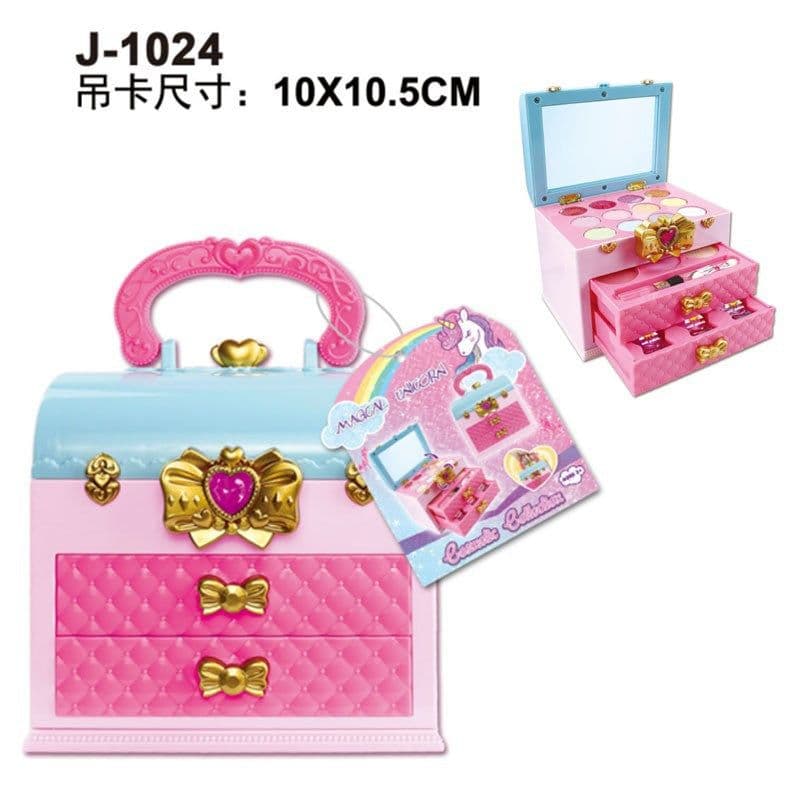 image-Cross-border children's cosmetics toys 68927 princess nail polish handbag Amazon girls makeup box gift