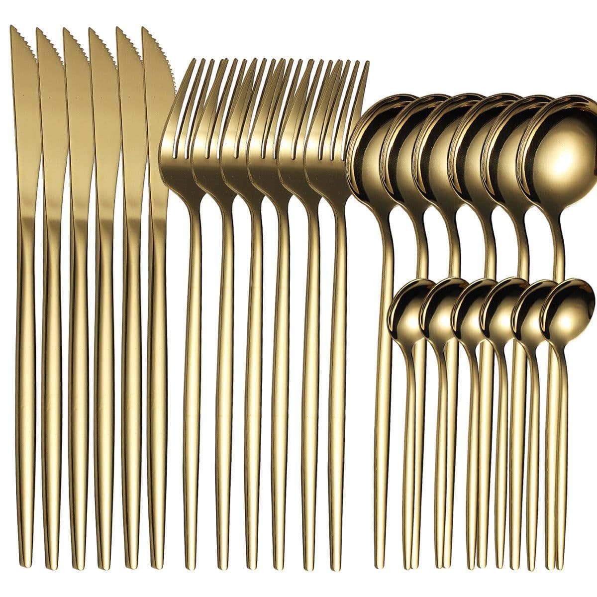 image-Yigang Stainless Steel Flatware Set 24 Piece Silver