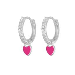 image-S925 Heart-Shaped Earrings - Platinum-White Oil Drop