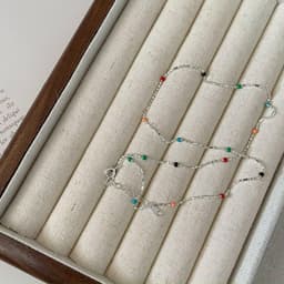 image-S925 Sterling Silver Rainbow Bean Necklace