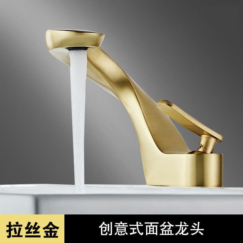 image-Copper Basin Faucet Hot Cold Mix White