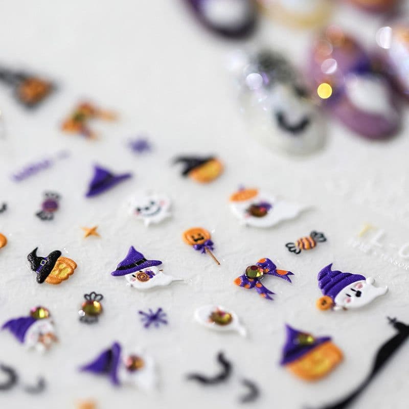 image-tensor Halloween Pumpkin Nail Stickers Diamond Series