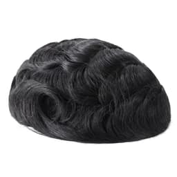image-Men's Hair Topper - Real Human Hair Mono Base Black