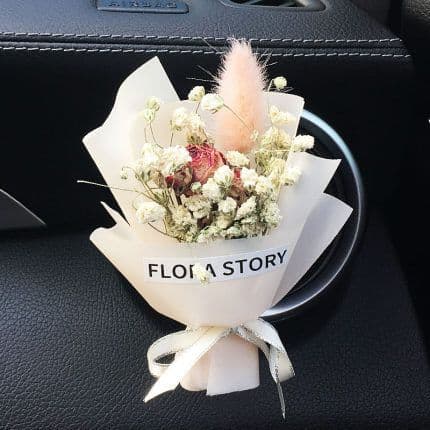 image-Aromatherapy Clip Bouquet - Beige Hydrangea Car Fragrance Decor