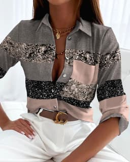 image-Velvet Shirt Long Sleeve Grey 5XL Loose