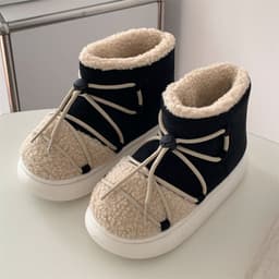 image-Retro Plus Size Women's Velvet Snow Boots - Warm Thick Cotton Slippers