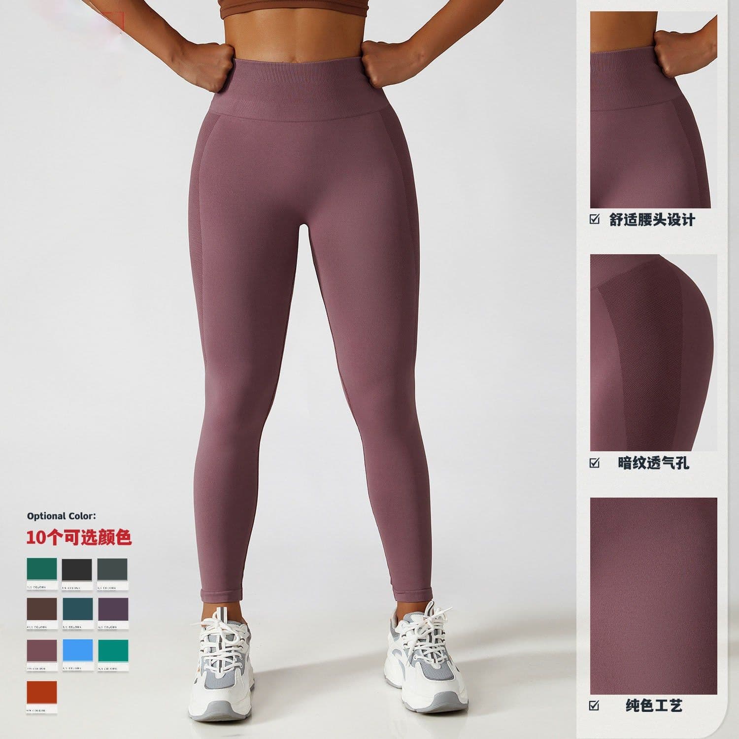 image-Yoga Pants Women High Waist Blue Purple L