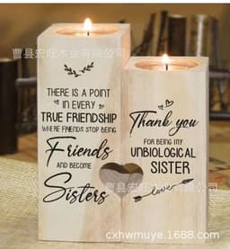 image-Cross-border New Products Mother's Day Home Decoration Atmosphere Decoration Heart-shaped Candle Table Wax Table Cross-border Wooden Decoration