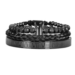 image-Cross-border Hot Sale Glossy Crown Bracelet Set Pineapple Beads Roman Numerals Twist Bracelet Set