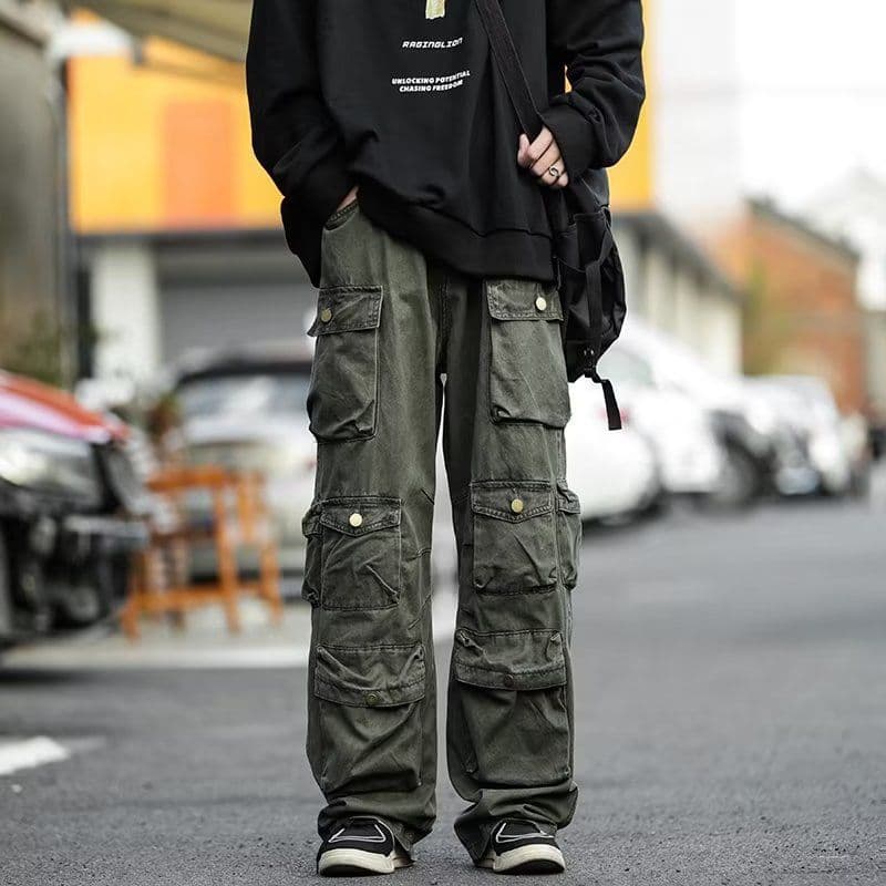 image-American tide brand assault trousers men's spring and autumn new high street vintage functional wind tooling casual trousers