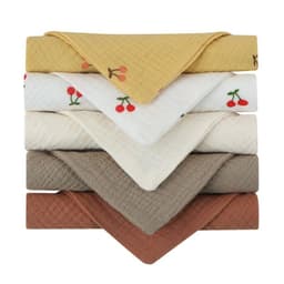 image-Baby Muslin Cotton Handkerchiefs 5pcs - Face Wipes Bibs