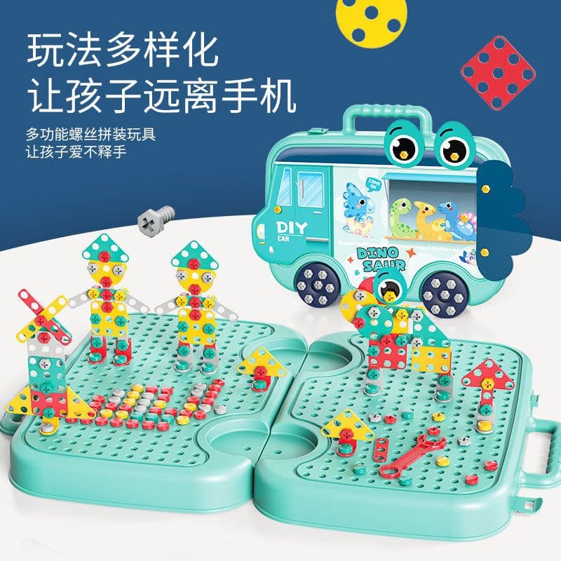 image-Children's pretend screw tightening educational toys simulation electric screwdriver assembly repair tool box baby toys