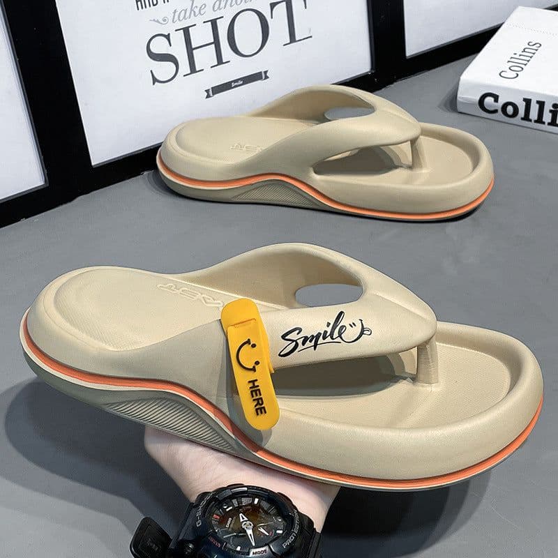 image-EVA Flip-Flop Sandals - Black Men's Lightweight Trendy Beach Slippers 44-45