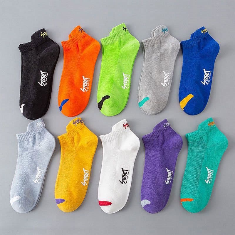 image-Men's Ankle Socks - Breathable Cotton Sports Socks