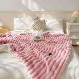 image-Rabbit Plush Throw Blanket - Light Gray Faux Fur, All Seasons 200cmx230cm
