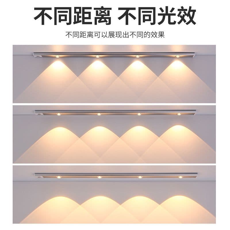 image-Smart rechargeable led human body induction light ultra-thin cat's eye hill ripple light strip wine cabinet cabinet porch light strip