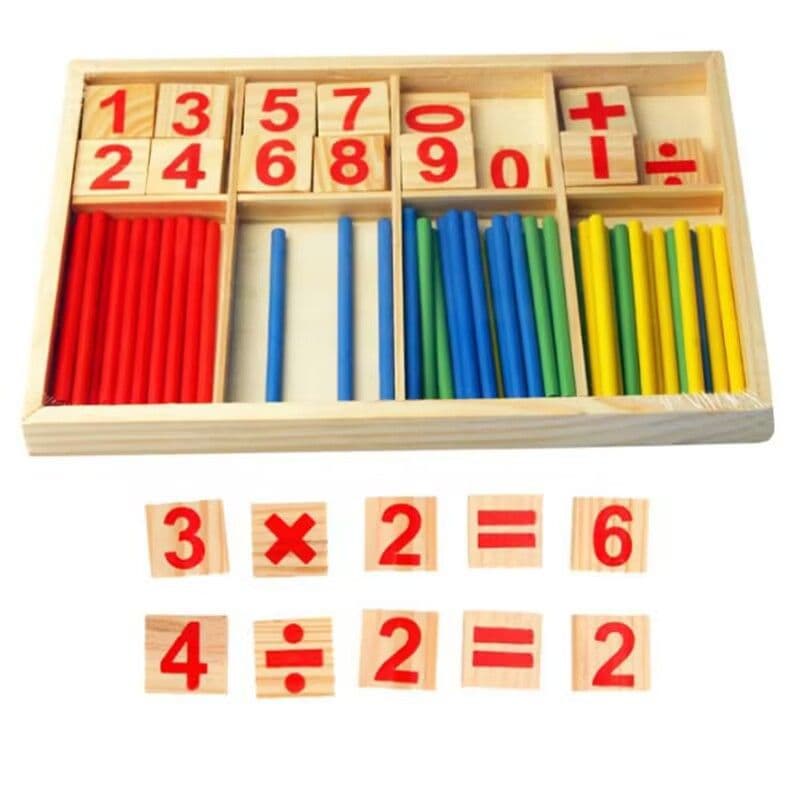image-Long Way Wooden Number Counting Sticks 23.5cm