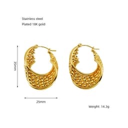 image-Stainless Steel Retro Earrings - Women Geometric Gold