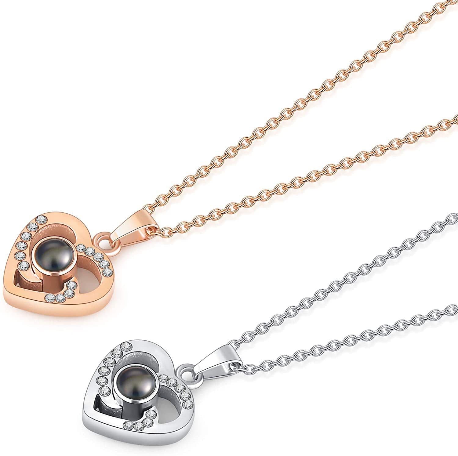 image-I Love You Projection Necklace - Titanium Steel Rose Gold