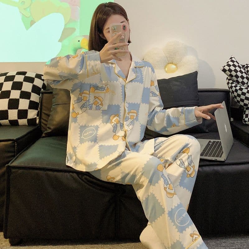 image-Women's Pajama Cardigan - Long Sleeve Milk Silk