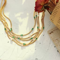 image-European and American celebrities ins style does not fade color inlaid zircon necklace personalized bracelet electroplating 18K gold fashionable jewelry set