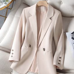 image-Women's Slim Suit Jacket - Apricot Mesh