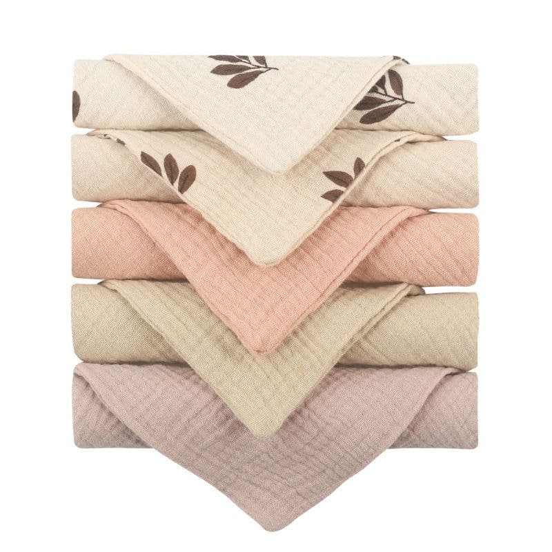image-Baby Muslin Cotton Handkerchiefs 5pcs - Face Wipes Bibs