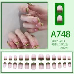 image-Fresh French flowers, cute ins wind, ice and transparent stars, long style, short style, white, high-end manicure and wearable nails