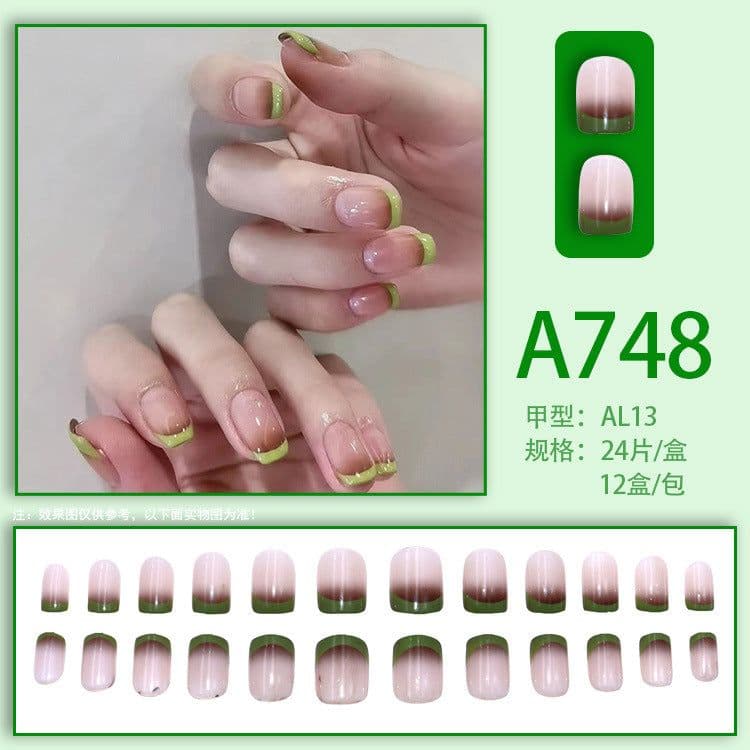 image-Fresh French flowers, cute ins wind, ice and transparent stars, long style, short style, white, high-end manicure and wearable nails