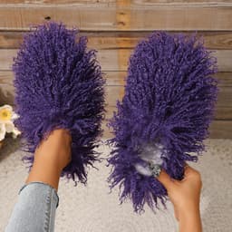 image-Women's Fur Slippers - Warm Home Cotton Slides