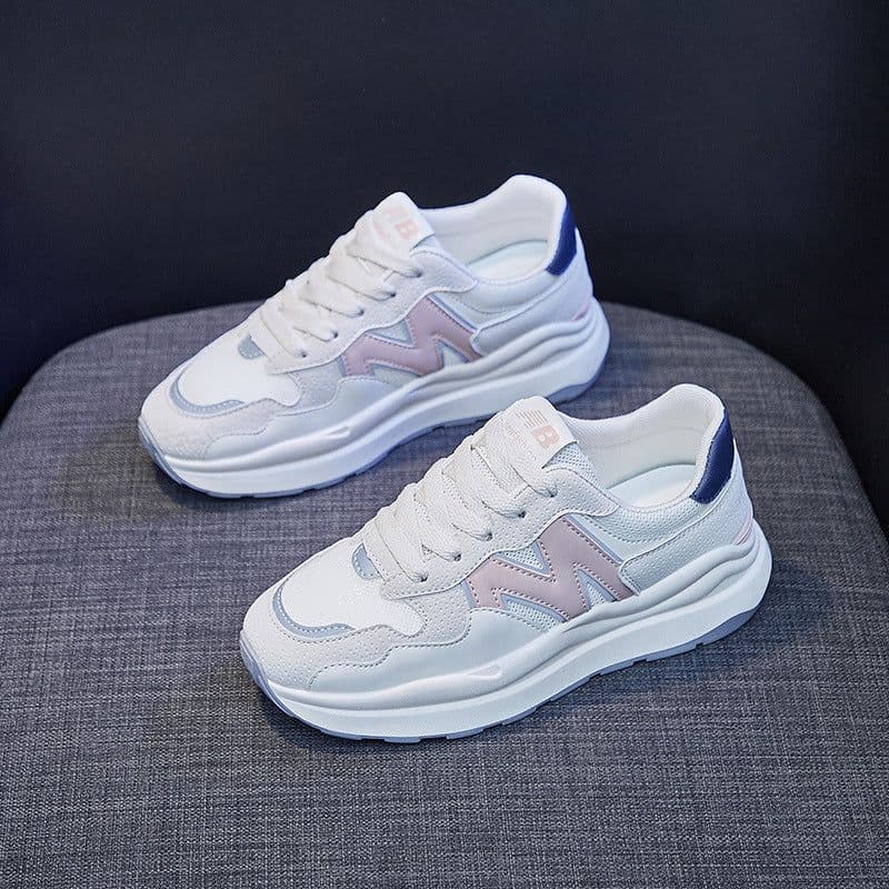 image-Women's Platform Sneakers - White Mesh Breathable Casual Shoes